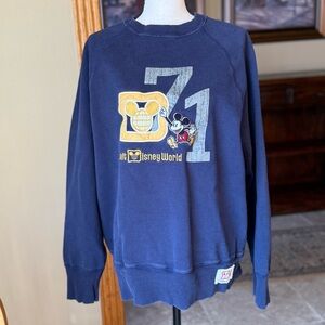 Disney Navy Blue and Yellow Mickey Mouse Oversized Sweatshirt  Sz L